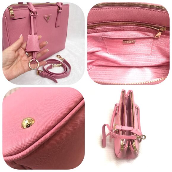 Beautiful 2Way Saffiano Leather Shoulder Hand bag Pink - Picture 4 of 13